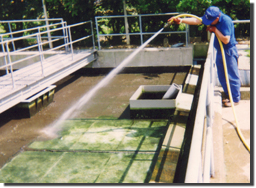 Manual Backwashing of humus tank ancillary equipment